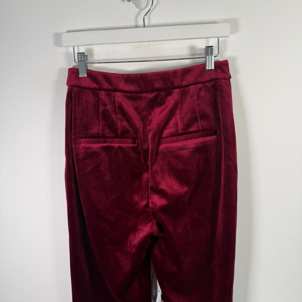 Express Editor Straight Super High Rise Maroon Velvet Dress Pants Womens 6 - Picture 11 of 13